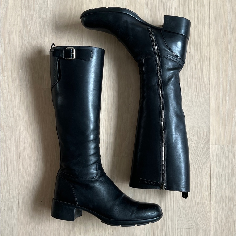 Prada Authentic Leather Riding Boots